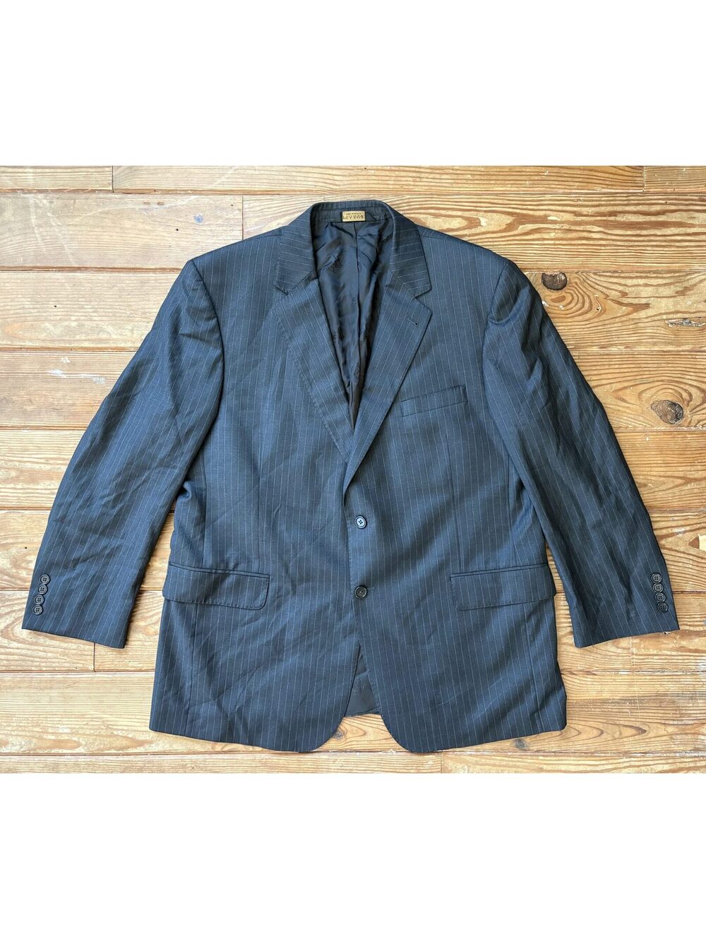 Jos. A. Bank Signature Gold Men’s 46R 100% Wool Charcoal Pinstripe Blazer